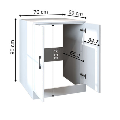 Roomart, Badezimmer Waschmaschinenschrank ATRIA,  Waschmaschinenunterschrank,  BHT: 70x 90 x 69 cm, in Weiß-Eiche, Eiche, Anthrazit Eiche, Weiß