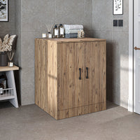 Roomart, Badezimmer Waschmaschinenschrank ATRIA, Waschmaschinenunterschrank, BHT: 70x 90 x 69 cm, in Weiß-Eiche, Eiche, Anthrazit Eiche, Weiß waschmaschinenschrank, waschmaschinenregal, waschturm, schrank, weiß, waschmaschinen, unterschrank, waschmaschine