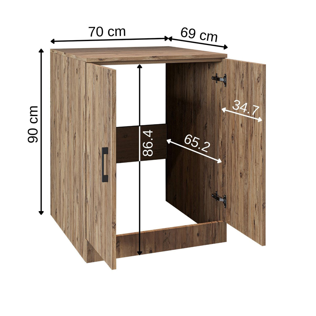 Roomart, Badezimmer Waschmaschinenschrank ATRIA, Waschmaschinenunterschrank, BHT: 70x 90 x 69 cm, in Weiß-Eiche, Eiche, Anthrazit Eiche, Weiß waschmaschinenschrank, waschmaschinenregal, waschturm, schrank, weiß, waschmaschinen, unterschrank, waschmaschine