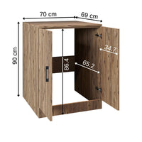Roomart, Badezimmer Waschmaschinenschrank ATRIA, Waschmaschinenunterschrank, BHT: 70x 90 x 69 cm, in Weiß-Eiche, Eiche, Anthrazit Eiche, Weiß waschmaschinenschrank, waschmaschinenregal, waschturm, schrank, weiß, waschmaschinen, unterschrank, waschmaschine