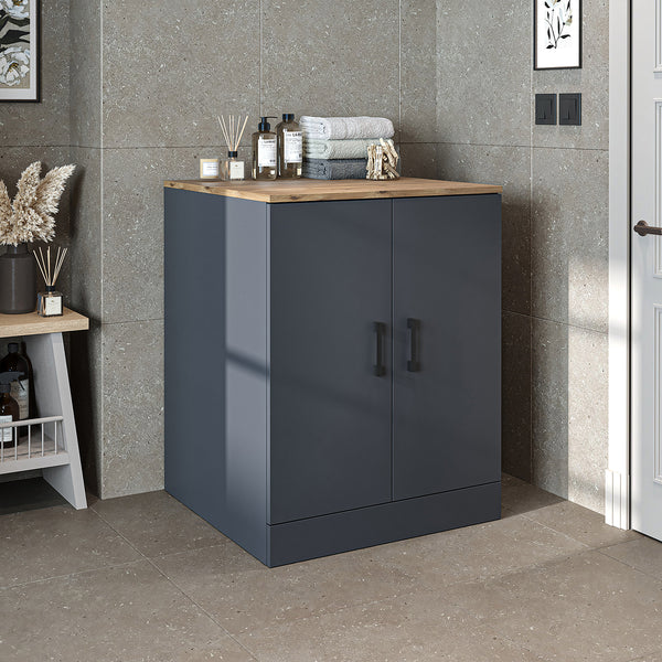 Roomart Waschmaschinenschrank  - SERIE ATLANTIC-II-   70 cm breit – Badezimmer Waschmaschinen-Unterschrank – BHT 70×90×69 cm – Weiß, Eiche, Weiß-Eiche, Anthrazit-Eiche
