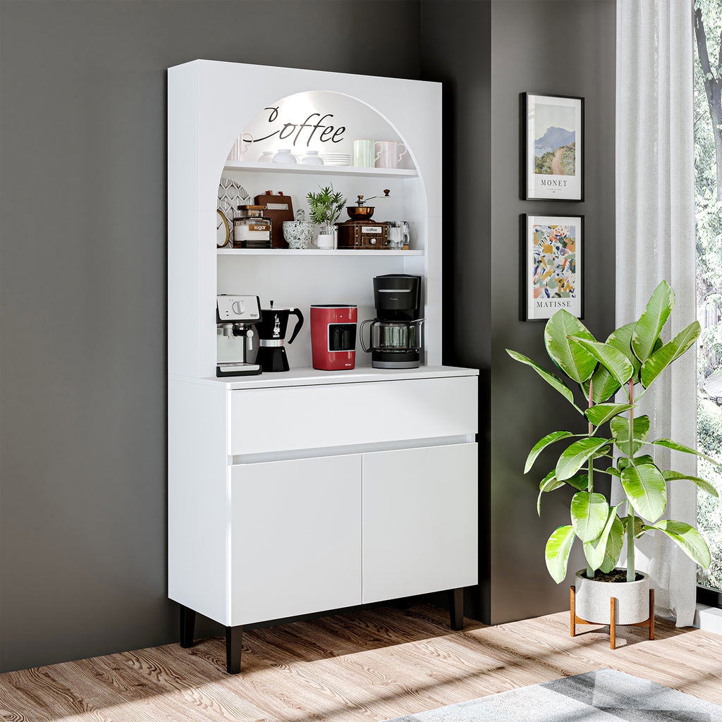 Szafka kuchenna Roomart VENEDIK – bufet i szafka wielofunkcyjna z szufladą, drzwiami i regulowanymi półkami – szafka pod kuchenkę mikrofalową, szafka do przechowywania w kuchni, jadalni, salonie – 90 x 179 x 42 cm – w 4 kolorach – nowoczesna i wielofunkcyjna