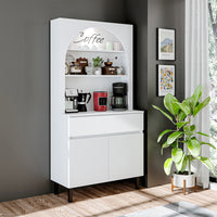 Szafka kuchenna Roomart VENEDIK – bufet i szafka wielofunkcyjna z szufladą, drzwiami i regulowanymi półkami – szafka pod kuchenkę mikrofalową, szafka do przechowywania w kuchni, jadalni, salonie – 90 x 179 x 42 cm – w 4 kolorach – nowoczesna i wielofunkcyjna