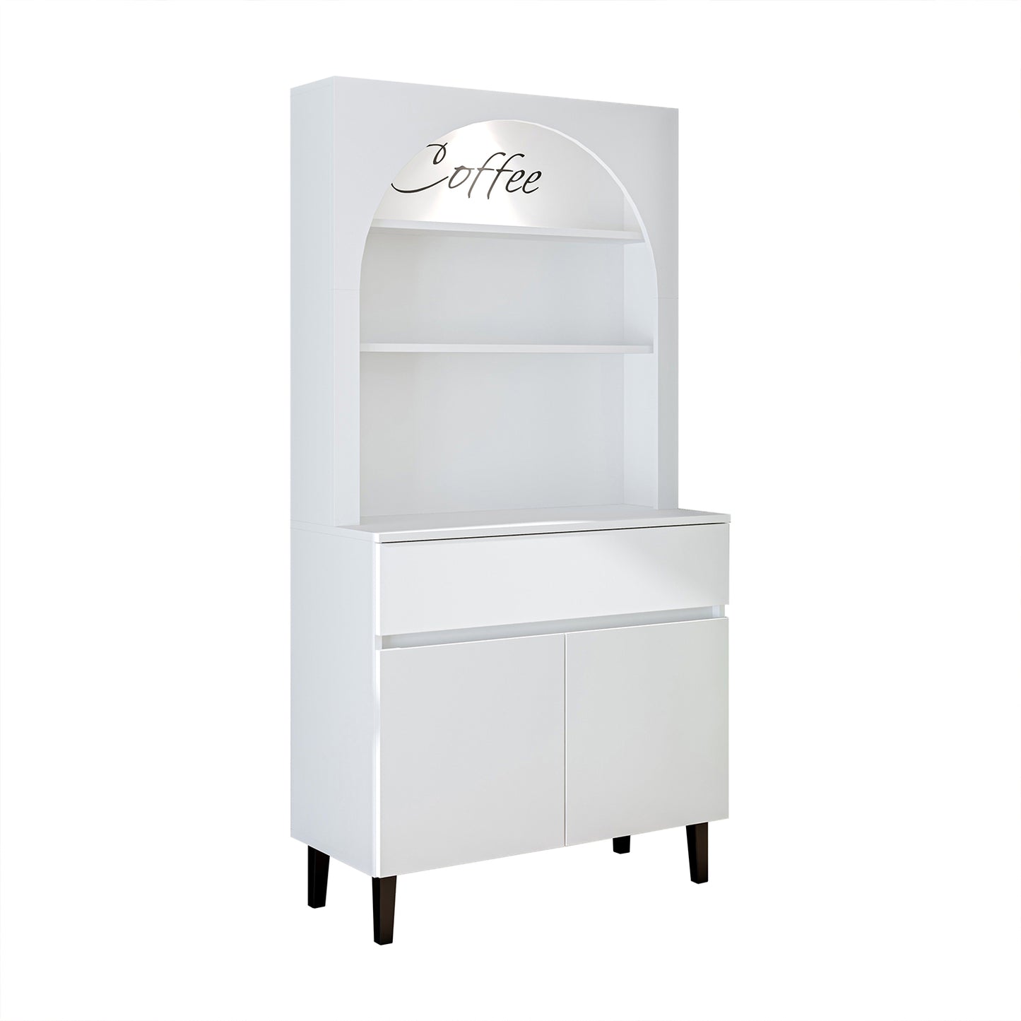 Roomart Küchenschrank VENEDIK – Buffet- & Mehrzweckschrank mit Schublade, Türen & Verstellbare Ablagen – Mikrowellenschrank, Aufbewahrungsschrank für Küche, Esszimmer, Wohnzimmer – 90 x 179 x 42 cm – in 4 Farben – Modern & Multifunktional