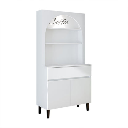 Roomart Küchenschrank VENEDIK – Buffet- & Mehrzweckschrank mit Schublade, Türen & Verstellbare Ablagen – Mikrowellenschrank, Aufbewahrungsschrank für Küche, Esszimmer, Wohnzimmer – 90 x 179 x 42 cm – in 4 Farben – Modern & Multifunktional