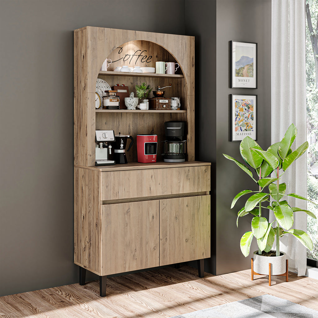 Szafka kuchenna Roomart VENEDIK – bufet i szafka wielofunkcyjna z szufladą, drzwiami i regulowanymi półkami – szafka pod kuchenkę mikrofalową, szafka do przechowywania w kuchni, jadalni, salonie – 90 x 179 x 42 cm – w 4 kolorach – nowoczesna i wielofunkcyjna