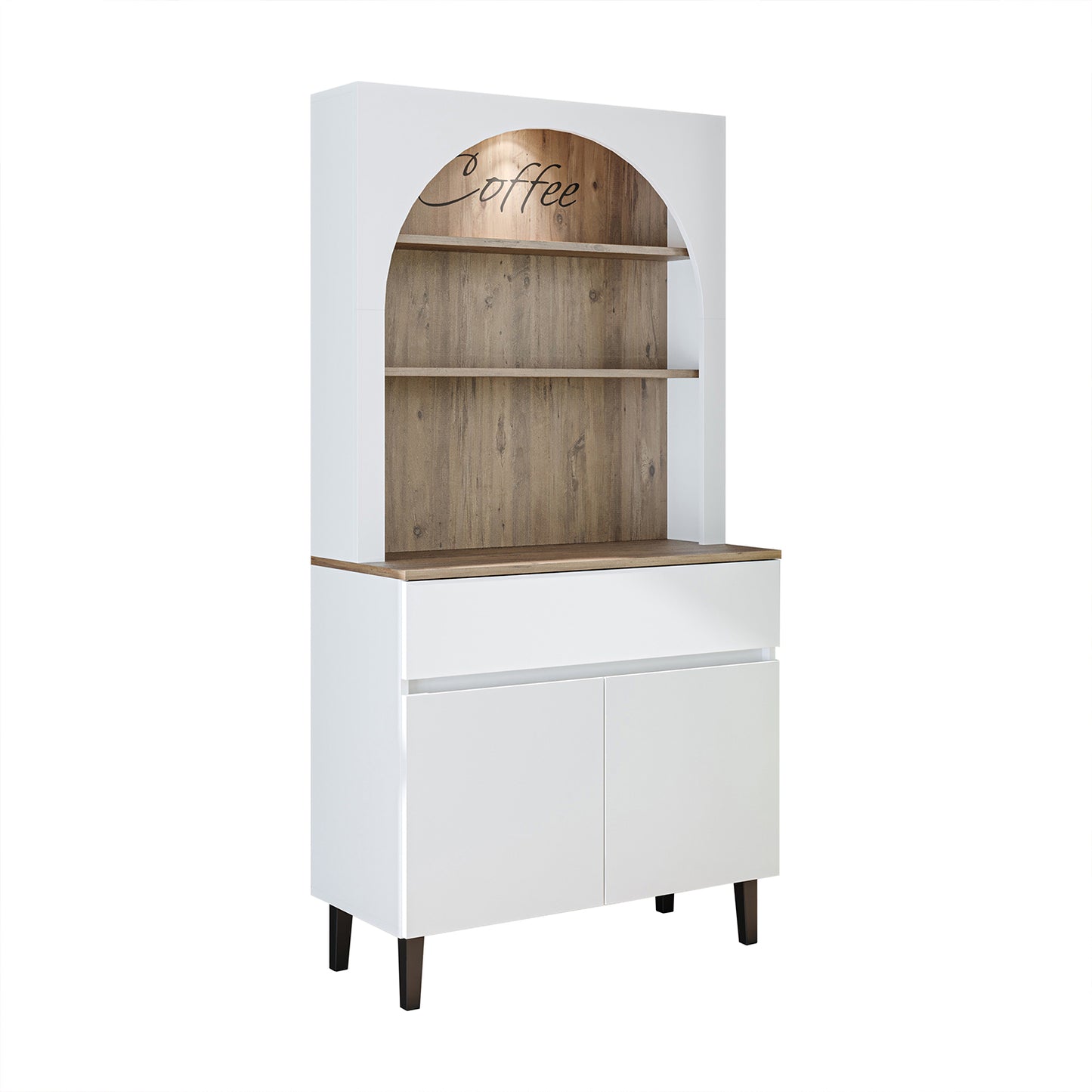 Roomart Küchenschrank VENEDIK – Buffet- & Mehrzweckschrank mit Schublade, Türen & Verstellbare Ablagen – Mikrowellenschrank, Aufbewahrungsschrank für Küche, Esszimmer, Wohnzimmer – 90 x 179 x 42 cm – in 4 Farben – Modern & Multifunktional