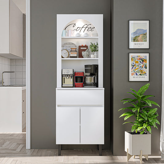 Roomart Küchenschrank VENEDIK 60 cm – Buffetschrank mit LED, Schublade, Bogendesign, 4 Farben