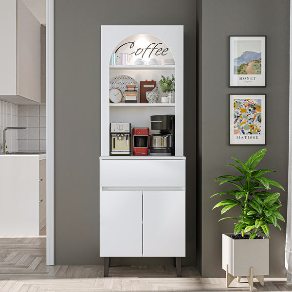 Roomart Küchenschrank VENEDIK 60 cm, Kaffeebar mit LED und Bogendesign, in 4 Farben
