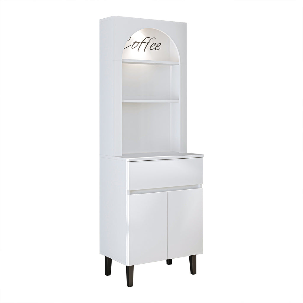 Roomart Küchenschrank VENEDIK 60 cm – Buffetschrank mit LED, Schublade, Bogendesign, 4 Farben