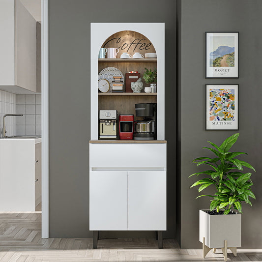 Roomart Küchenschrank VENEDIK 60 cm – Buffetschrank mit LED, Schublade, Bogendesign, 4 Farben