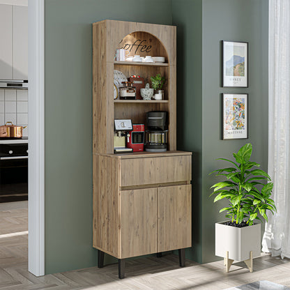 Roomart Küchenschrank VENEDIK 60 cm – Buffetschrank mit LED, Schublade, Bogendesign, 4 Farben