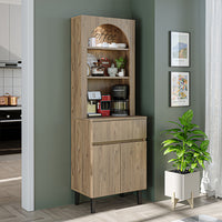 Roomart Küchenschrank VENEDIK 60 cm – Buffetschrank mit LED, Schublade, Bogendesign, 4 Farben