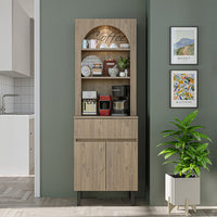 Roomart Küchenschrank VENEDIK 60 cm – Buffetschrank mit LED, Schublade, Bogendesign, 4 Farben