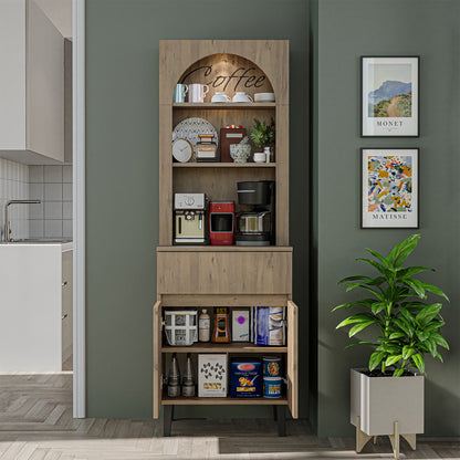 Roomart Küchenschrank VENEDIK 60 cm – Buffetschrank mit LED, Schublade, Bogendesign, 4 Farben