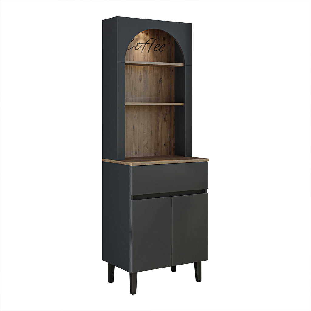 Roomart Küchenschrank VENEDIK 60 cm – Buffetschrank mit LED, Schublade, Bogendesign, 4 Farben