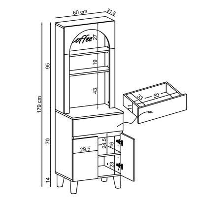 Roomart Küchenschrank VENEDIK 60 cm – Buffetschrank mit LED, Schublade, Bogendesign, 4 Farben