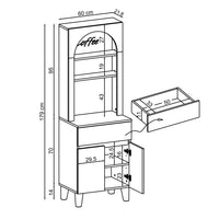 Roomart Küchenschrank VENEDIK 60 cm – Buffetschrank mit LED, Schublade, Bogendesign, 4 Farben
