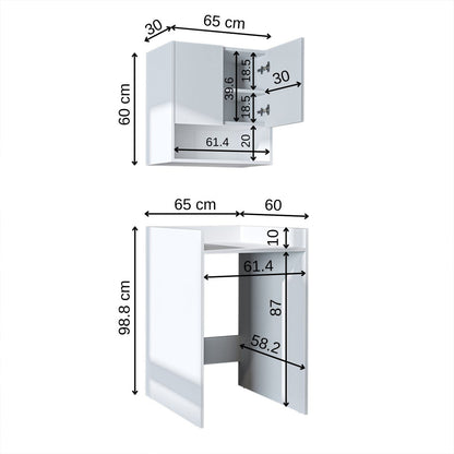 Roomart Waschmaschinenschrank DERIN-I – Waschmaschinen-Überbauschrank  – 65×180×65 cm – Waschküchen- & Hauswirtschaftsschrank – Weiß, Weiß-Eiche, Eiche & Anthrazit-Eiche