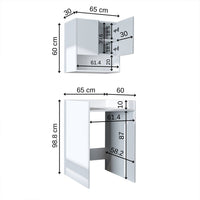 Roomart Waschmaschinenschrank DERIN-I – Waschmaschinen-Überbauschrank  – 65×180×65 cm – Waschküchen- & Hauswirtschaftsschrank – Weiß, Weiß-Eiche, Eiche & Anthrazit-Eiche