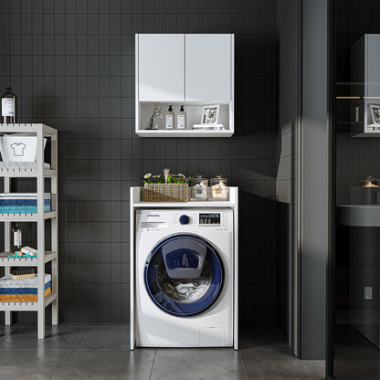 Roomart Waschmaschinenschrank DERIN-I – Waschmaschinen-Überbauschrank  – 65×180×65 cm – Waschküchen- & Hauswirtschaftsschrank – Weiß, Weiß-Eiche, Eiche & Anthrazit-Eiche