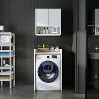 Roomart Waschmaschinenschrank DERIN-I – Waschmaschinen-Überbauschrank  – 65×180×65 cm – Waschküchen- & Hauswirtschaftsschrank – Weiß, Weiß-Eiche, Eiche & Anthrazit-Eiche