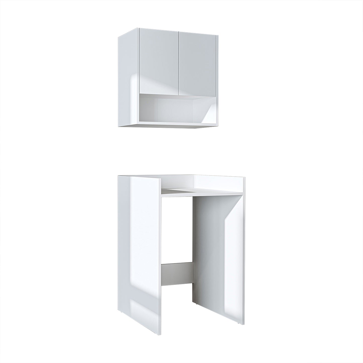 Roomart Waschmaschinenschrank DERIN-I – Waschmaschinen-Überbauschrank  – 65×180×65 cm – Waschküchen- & Hauswirtschaftsschrank – Weiß, Weiß-Eiche, Eiche & Anthrazit-Eiche