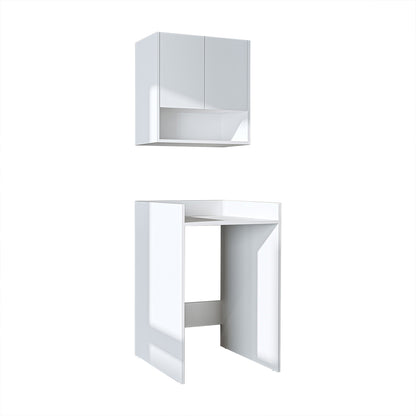 Roomart Waschmaschinenschrank DERIN-I – Waschmaschinen-Überbauschrank  – 65×180×65 cm – Waschküchen- & Hauswirtschaftsschrank – Weiß, Weiß-Eiche, Eiche & Anthrazit-Eiche