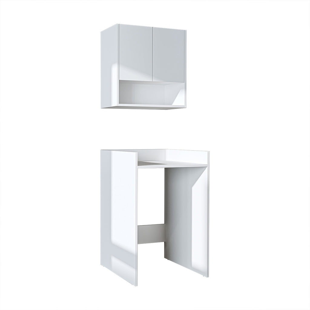 Roomart Waschmaschinenschrank DERIN-I – Waschmaschinen-Überbauschrank  – 65×180×65 cm – Waschküchen- & Hauswirtschaftsschrank – Weiß, Weiß-Eiche, Eiche & Anthrazit-Eiche