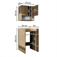 Roomart Waschmaschinenschrank DERIN-I – Waschmaschinen-Überbauschrank  – 65×180×65 cm – Waschküchen- & Hauswirtschaftsschrank – Weiß, Weiß-Eiche, Eiche & Anthrazit-Eiche