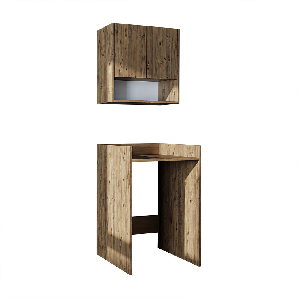 Roomart Waschmaschinenschrank DERIN-I – Waschmaschinen-Überbauschrank  – 65×180×65 cm – Waschküchen- & Hauswirtschaftsschrank – Weiß, Weiß-Eiche, Eiche & Anthrazit-Eiche