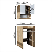 Roomart Waschmaschinenschrank DERIN-I – Waschmaschinen-Überbauschrank  – 65×180×65 cm – Waschküchen- & Hauswirtschaftsschrank – Weiß, Weiß-Eiche, Eiche & Anthrazit-Eiche