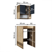Roomart Waschmaschinenschrank DERIN-I – Waschmaschinen-Überbauschrank  – 65×180×65 cm – Waschküchen- & Hauswirtschaftsschrank – Weiß, Weiß-Eiche, Eiche & Anthrazit-Eiche