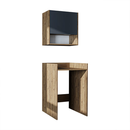 Roomart Waschmaschinenschrank DERIN-I – Waschmaschinen-Überbauschrank  – 65×180×65 cm – Waschküchen- & Hauswirtschaftsschrank – Weiß, Weiß-Eiche, Eiche & Anthrazit-Eiche