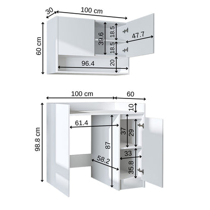 Roomart Waschmaschinenschrank DERIN-II – Waschmaschinen-Überbauschrank  – 100×180×65 cm – Waschküchen- & Hauswirtschaftsschrank – Weiß, Weiß-Eiche, Eiche & Anthrazit-Eiche