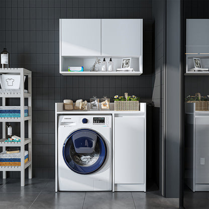 Roomart Waschmaschinenschrank DERIN-II – Waschmaschinen-Überbauschrank  – 100×180×65 cm – Waschküchen- & Hauswirtschaftsschrank – Weiß, Weiß-Eiche, Eiche & Anthrazit-Eiche