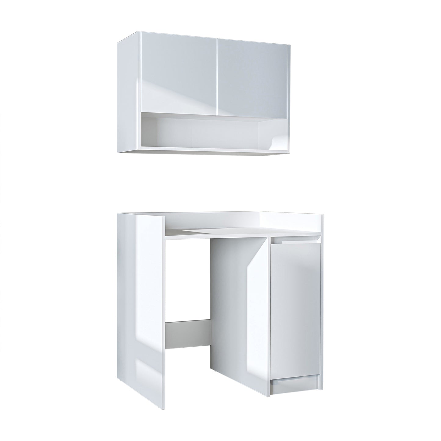 Roomart Waschmaschinenschrank DERIN-II – Waschmaschinen-Überbauschrank  – 100×180×65 cm – Waschküchen- & Hauswirtschaftsschrank – Weiß, Weiß-Eiche, Eiche & Anthrazit-Eiche