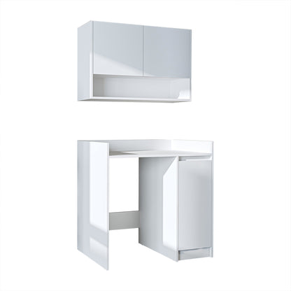 Roomart Waschmaschinenschrank DERIN-II – Waschmaschinen-Überbauschrank  – 100×180×65 cm – Waschküchen- & Hauswirtschaftsschrank – Weiß, Weiß-Eiche, Eiche & Anthrazit-Eiche