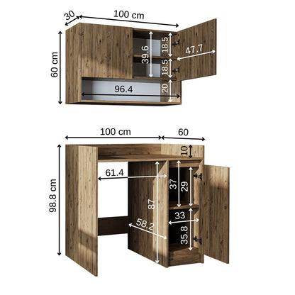 Roomart Waschmaschinenschrank DERIN-II – Waschmaschinen-Überbauschrank  – 100×180×65 cm – Waschküchen- & Hauswirtschaftsschrank – Weiß, Weiß-Eiche, Eiche & Anthrazit-Eiche