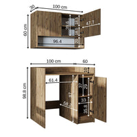 Roomart Waschmaschinenschrank DERIN-II – Waschmaschinen-Überbauschrank  – 100×180×65 cm – Waschküchen- & Hauswirtschaftsschrank – Weiß, Weiß-Eiche, Eiche & Anthrazit-Eiche