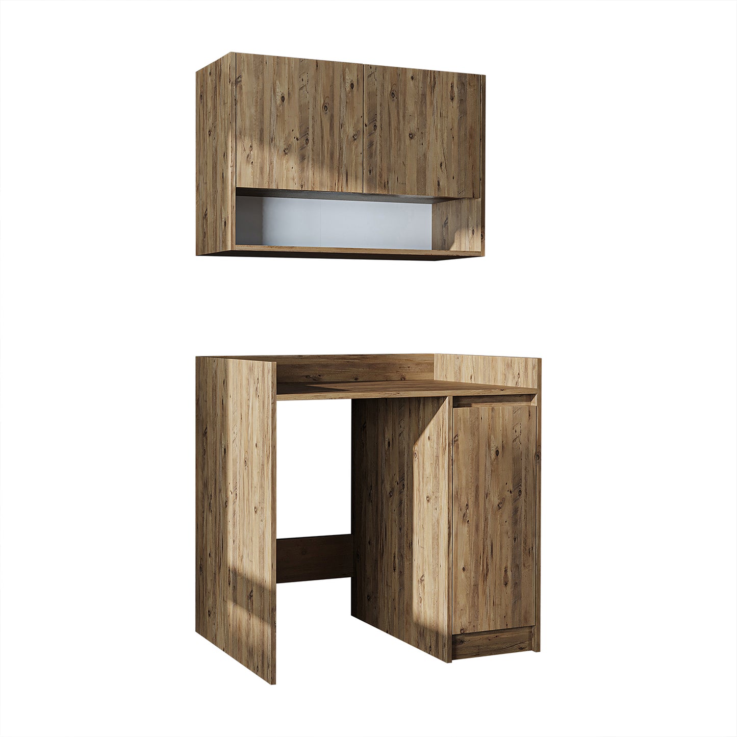 Roomart Waschmaschinenschrank DERIN-II – Waschmaschinen-Überbauschrank  – 100×180×65 cm – Waschküchen- & Hauswirtschaftsschrank – Weiß, Weiß-Eiche, Eiche & Anthrazit-Eiche