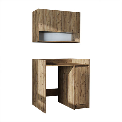 Roomart Waschmaschinenschrank DERIN-II – Waschmaschinen-Überbauschrank  – 100×180×65 cm – Waschküchen- & Hauswirtschaftsschrank – Weiß, Weiß-Eiche, Eiche & Anthrazit-Eiche