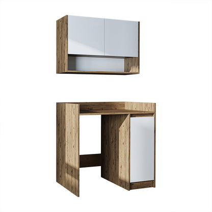 Roomart Waschmaschinenschrank DERIN-II – Waschmaschinen-Überbauschrank  – 100×180×65 cm – Waschküchen- & Hauswirtschaftsschrank – Weiß, Weiß-Eiche, Eiche & Anthrazit-Eiche