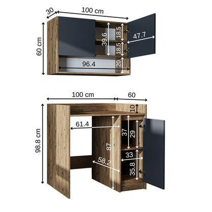 Roomart Waschmaschinenschrank DERIN-II – Waschmaschinen-Überbauschrank  – 100×180×65 cm – Waschküchen- & Hauswirtschaftsschrank – Weiß, Weiß-Eiche, Eiche & Anthrazit-Eiche