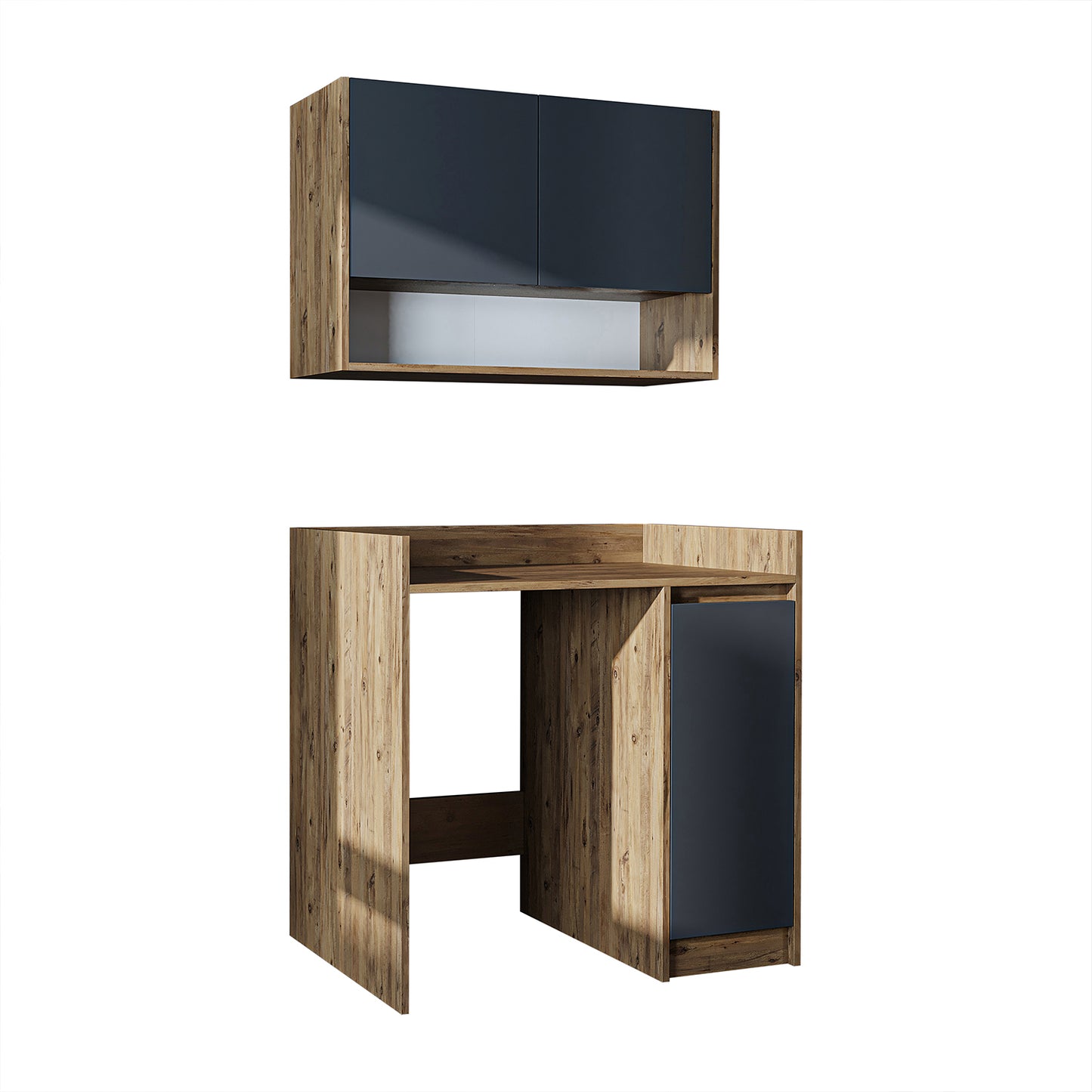 Roomart Waschmaschinenschrank DERIN-II – Waschmaschinen-Überbauschrank  – 100×180×65 cm – Waschküchen- & Hauswirtschaftsschrank – Weiß, Weiß-Eiche, Eiche & Anthrazit-Eiche