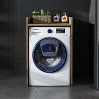 Roomart Waschmaschinenschrank DERIN-I – Waschmaschinen-Überbauschrank  – 65×180×65 cm – Waschküchen- & Hauswirtschaftsschrank – Weiß, Weiß-Eiche, Eiche & Anthrazit-Eiche