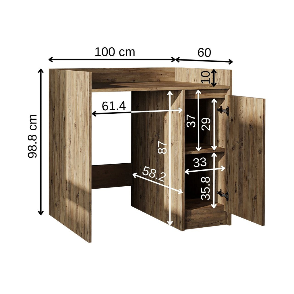 Roomart Waschmaschinenschrank DERIN-II – Waschmaschinen-Überbauschrank  – 100×180×65 cm – Waschküchen- & Hauswirtschaftsschrank – Weiß, Weiß-Eiche, Eiche & Anthrazit-Eiche