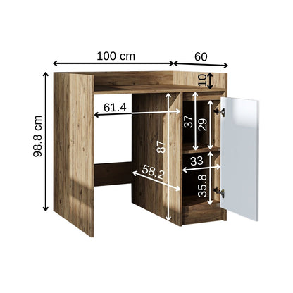 Roomart Waschmaschinenschrank DERIN-II – Waschmaschinen-Überbauschrank  – 100×180×65 cm – Waschküchen- & Hauswirtschaftsschrank – Weiß, Weiß-Eiche, Eiche & Anthrazit-Eiche