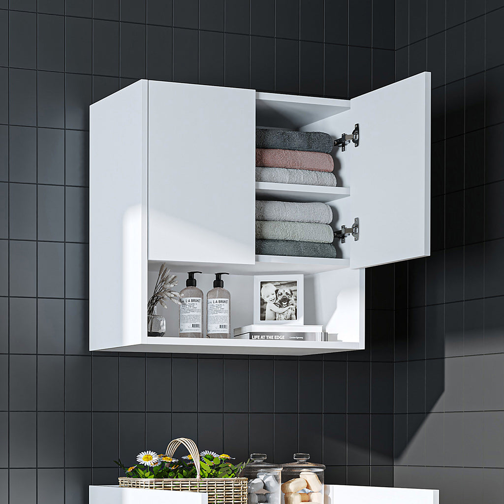 Roomart Waschmaschinenschrank DERIN-I – Waschmaschinen-Überbauschrank  – 65×180×65 cm – Waschküchen- & Hauswirtschaftsschrank – Weiß, Weiß-Eiche, Eiche & Anthrazit-Eiche