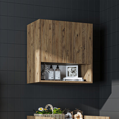 Roomart Waschmaschinenschrank DERIN-I – Waschmaschinen-Überbauschrank  – 65×180×65 cm – Waschküchen- & Hauswirtschaftsschrank – Weiß, Weiß-Eiche, Eiche & Anthrazit-Eiche